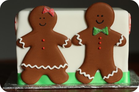 gingerbread boy and girl on cake