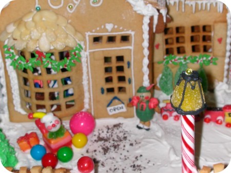 gingerbread toy store close up