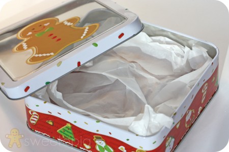 lining cookie box with parchment paper