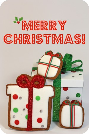 merry christmas white striped and polka dot decorated cookies by giftbox