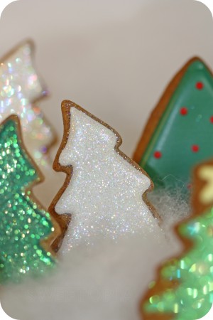 white sparkly decorated cookie tree